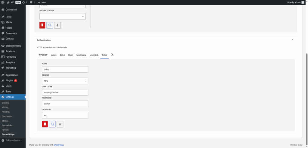 An example of a RPC authentication credential registry